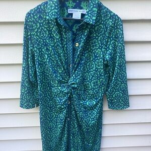 Gretchen Scott Jersey Twist and Shout Wall of Secrets 3/4 Sleeve Dress XL